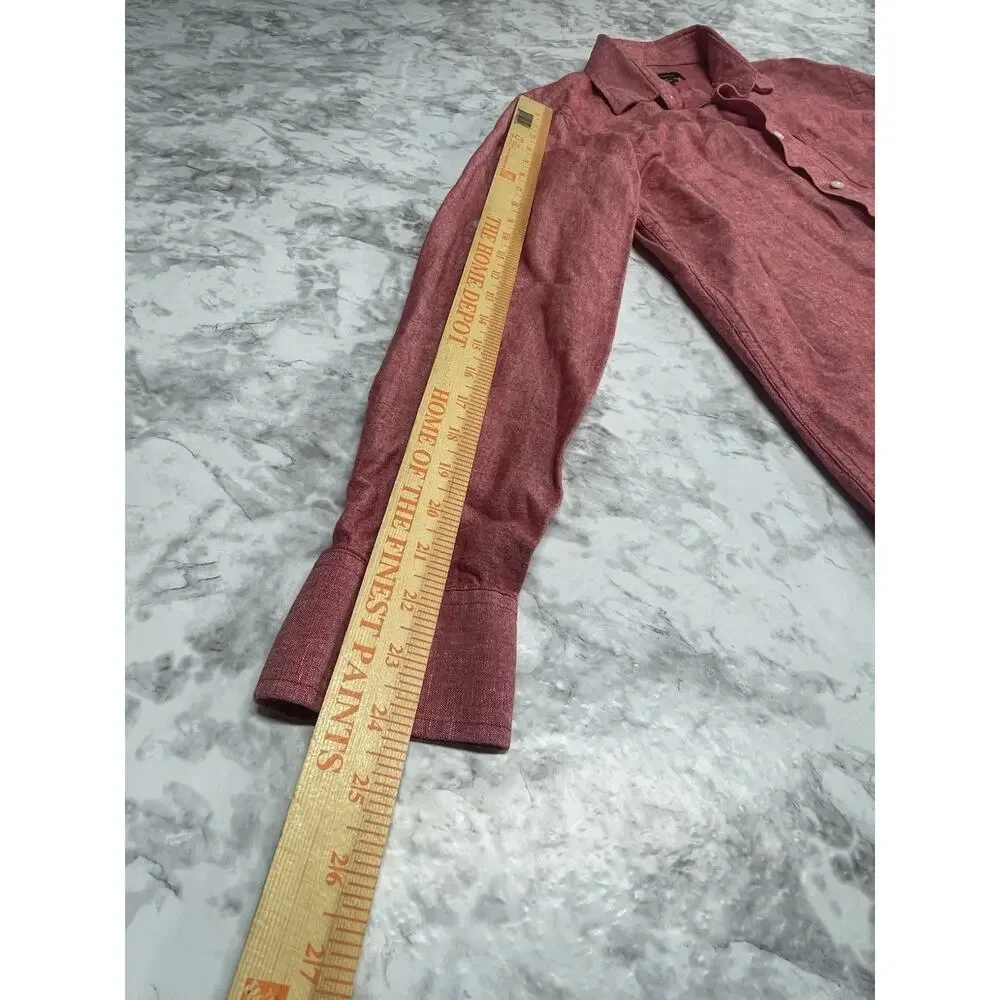 Coastal Resorts Banana Republic Men's Linen Standard Fit Button Down Shirt S Red